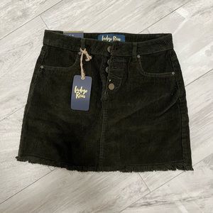Olive green corduroy mini skirt - mid rise